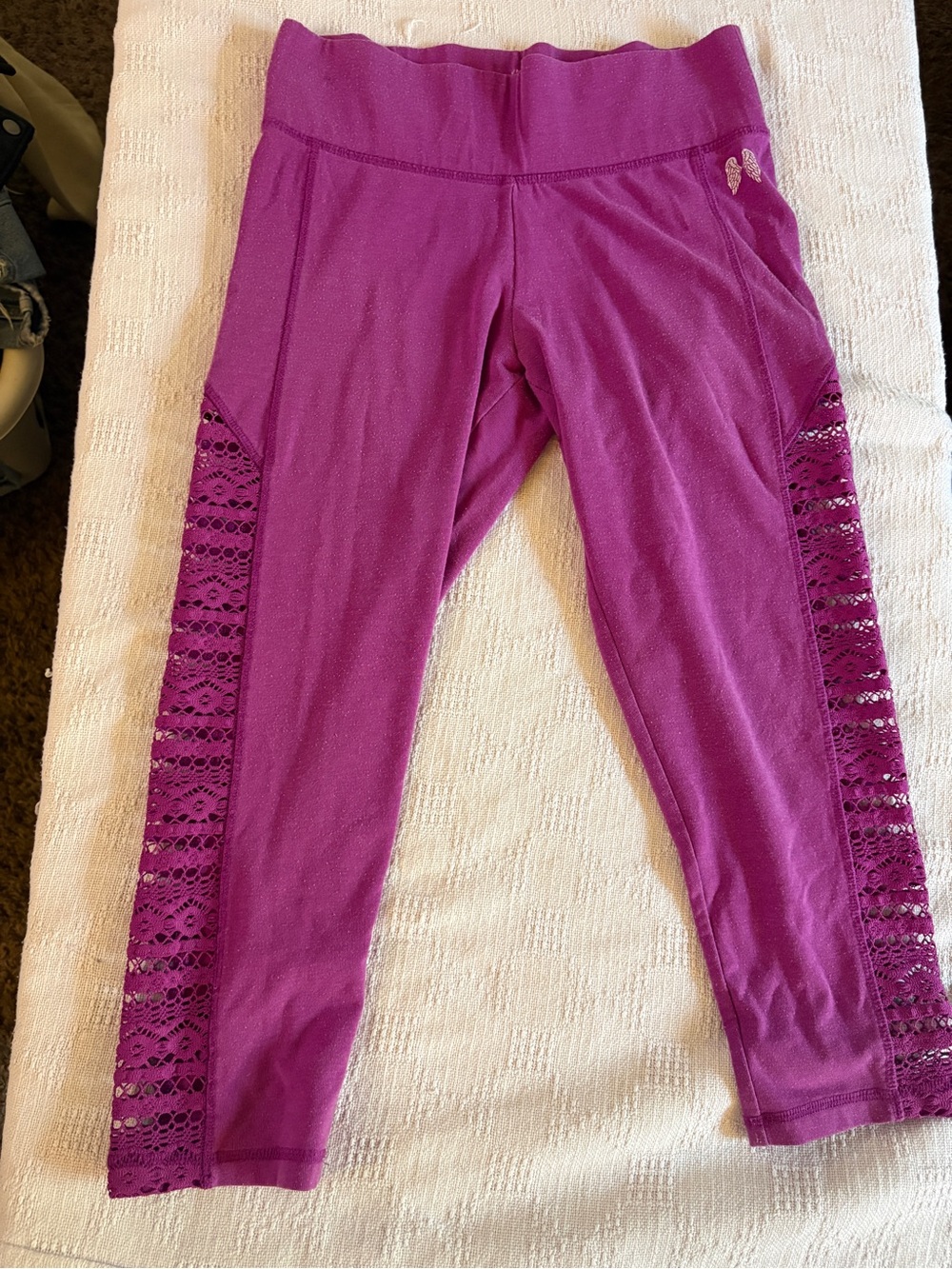 Victoria's Secret Purple Lace-Panel Leggings